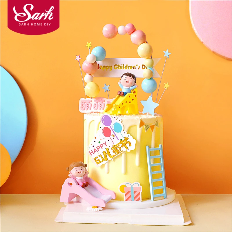 Красочный шар Радуга мальчик девочка Топпер для торта на день рождения украшения