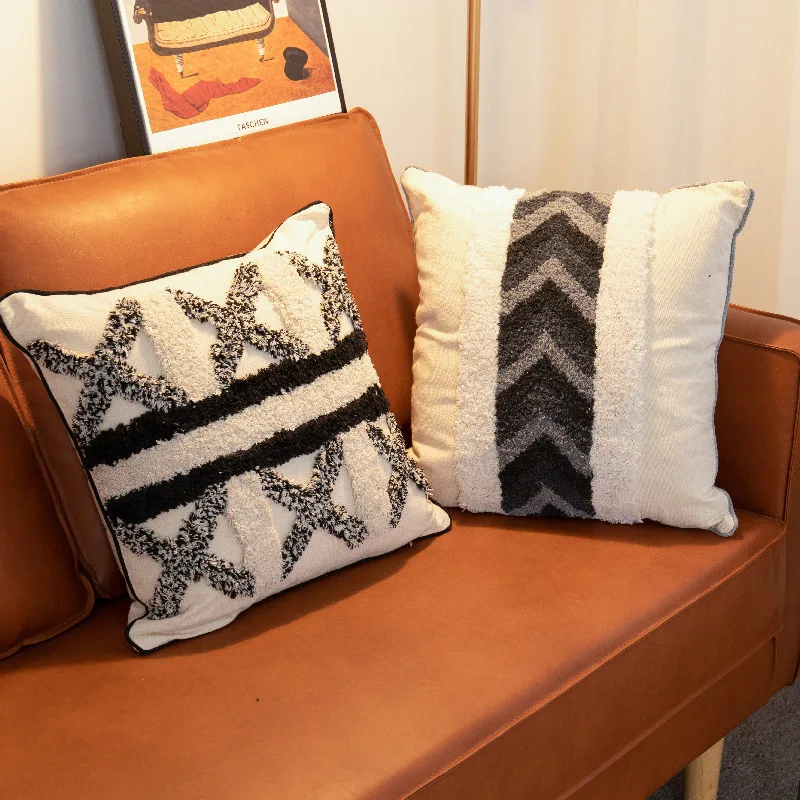 

Indian Tufted Cushion Cover 45x45cm/30x50cm Cotton pillow cover Loop for Home decoration Netural Living Room Bedroo