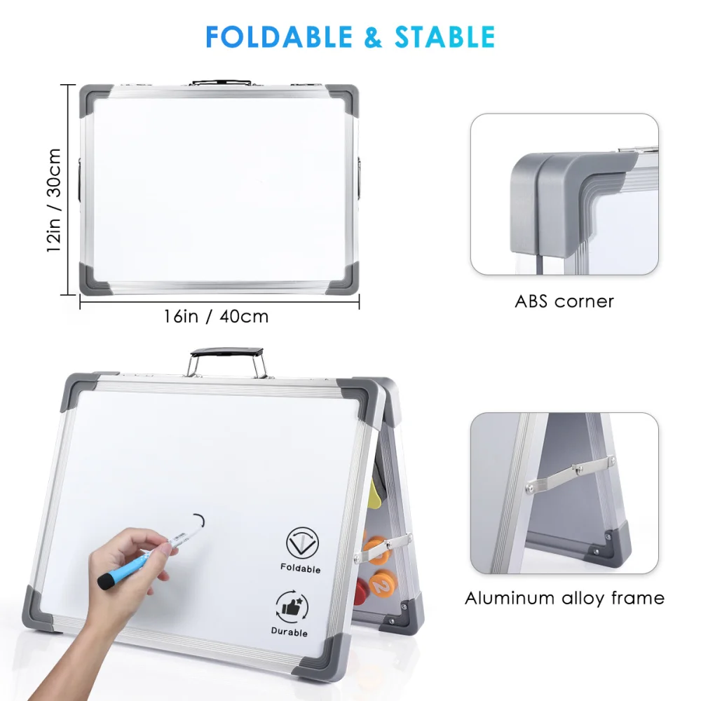 

Dry Erase Board Double Sided Personal Desktop A-type Standing White Board Tabletop Message Board Reminder for School Home Office