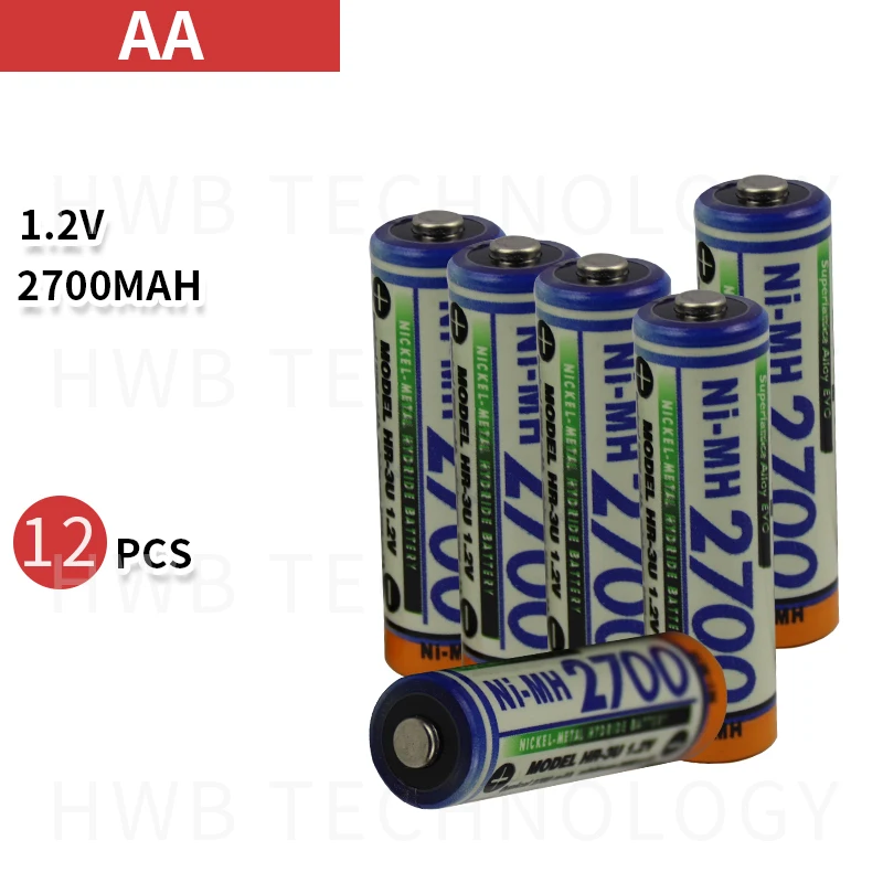 12 шт./лот новинка для SANYO 1 2 V AA 2700 mAh аккумуляторная батарея третьего поколения с