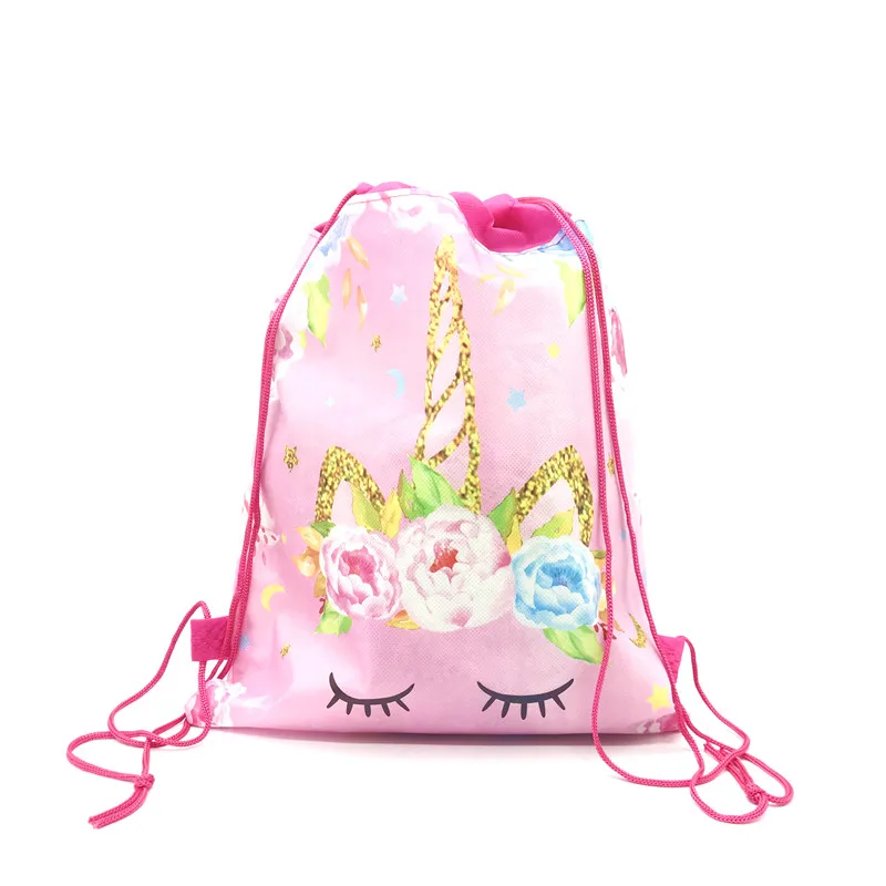 8Pcs/60Pcs Unicorn Drawstring bag for Girls Travel Storage Package School Backpacks Children Birthday Party Favors | Дом и сад