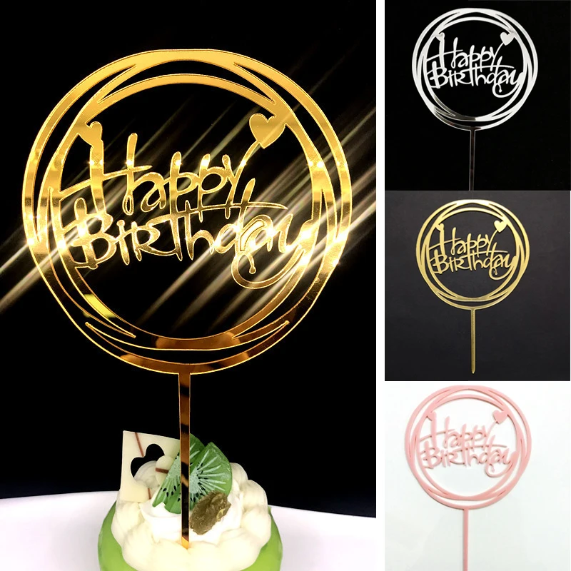 Торт Топпер флажки для кексов с днем рождения акриловая кухонная посуда выпечки