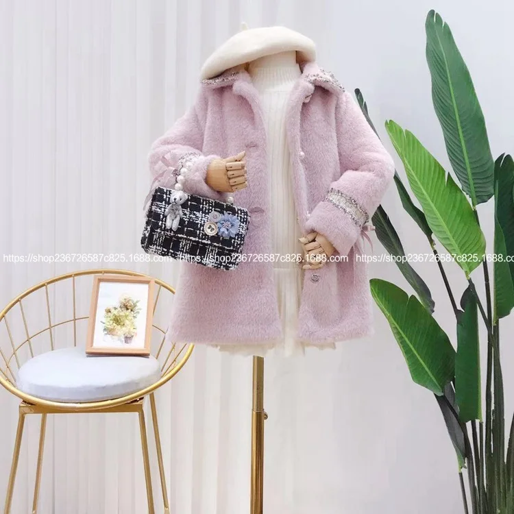 Одежда для детей Новинка 2019 года зимнее модное длинное пальто девочек с мелким