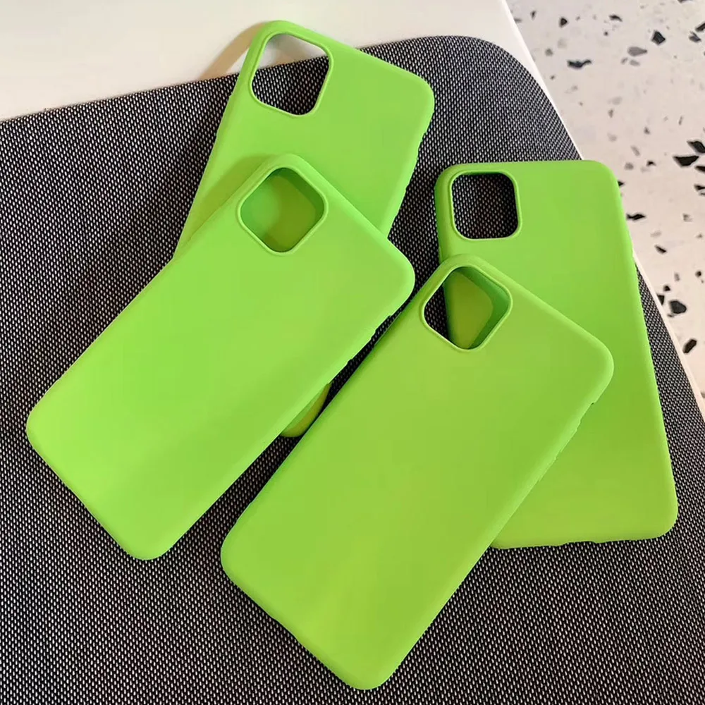 Модный простой флуоресцентный зеленый чехол для iPhone 11 Pro Max XR XS 6 6S 7 8 Plus матовый