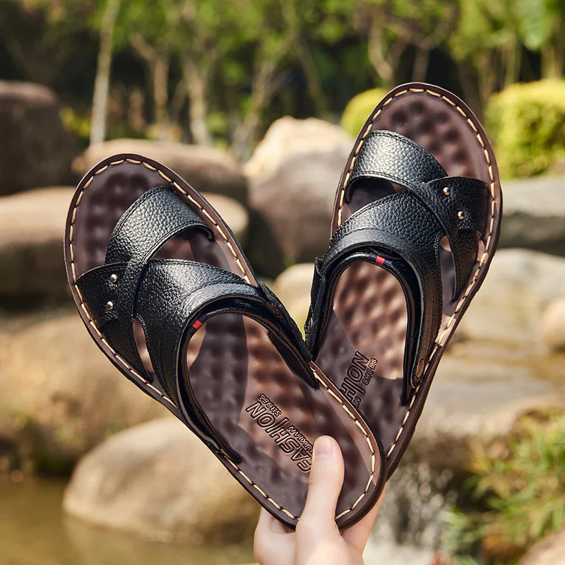 

Мужские кожаные сандалии, гладиаторы, летняя обувь в римском стиле