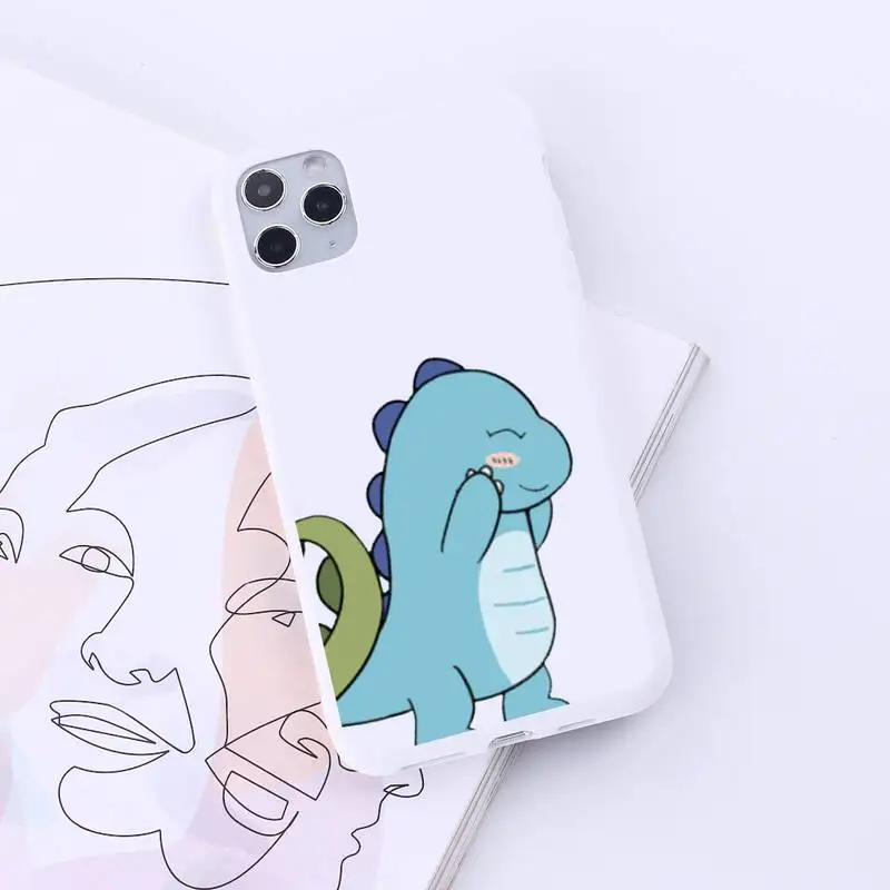 

Cartoon dinosaur couple friends Phone Cases Candy Color for iPhone 6 7 8 11 12 s mini pro X XS XR MAX Plus