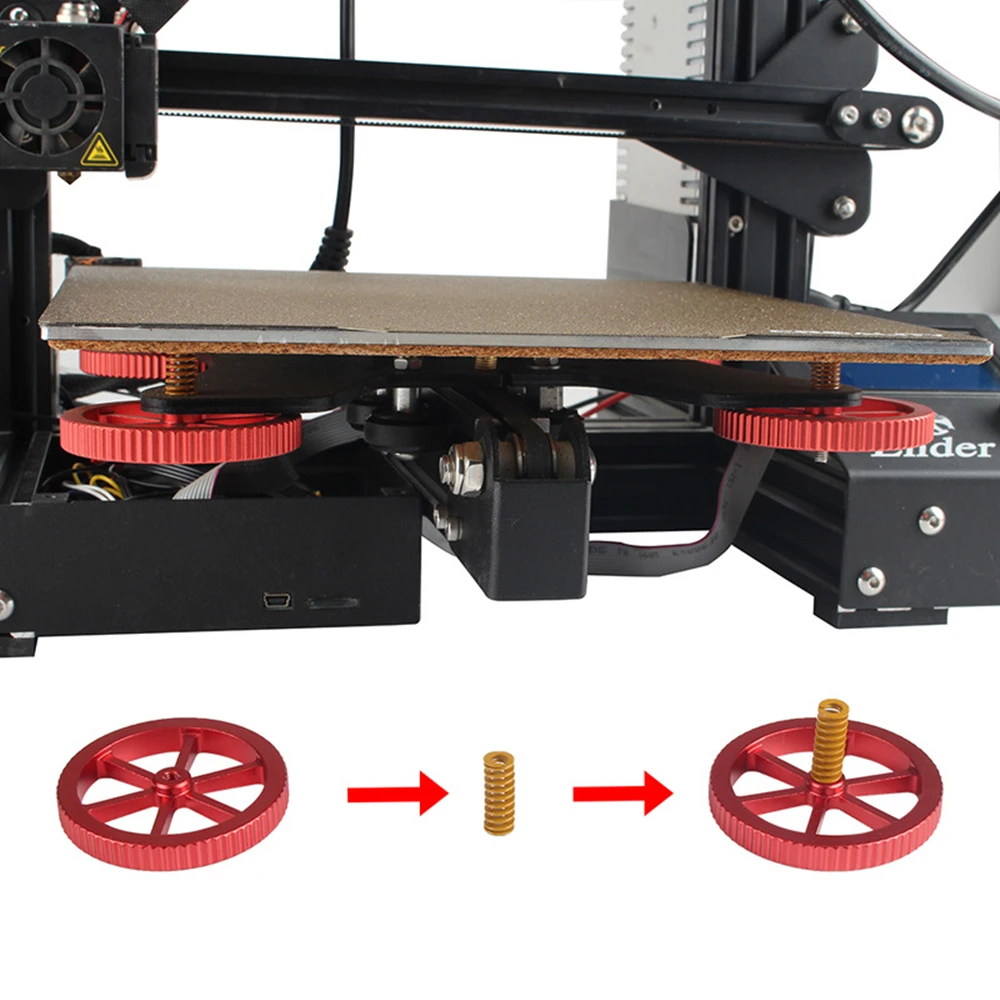 

For Ender-3 Ender-3S Ender-3 pro Ender-3V2 Hot Bed Die Spring+Aluminum Hand Twist Leveling Nut+235 X 235 PEI Spring Steel Sheet