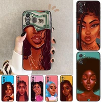 sexy fashion black girls cartoon phone case for xiaomi redmi note 10 9 9s 8 7 6 5 a pro s t black cover silicone back pre style