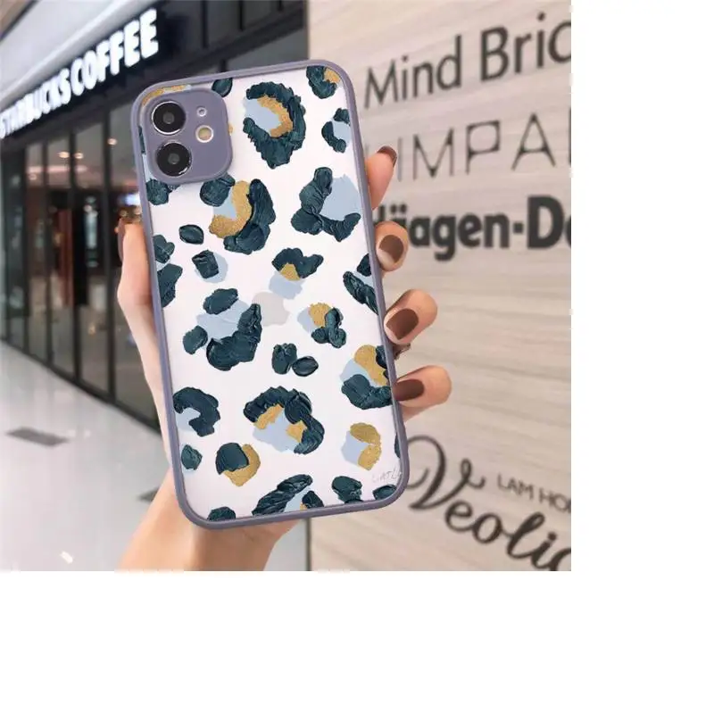 

Leopard Print Phone Case matte transparent For gray iPhone 7 8 x xs xr 11 12 pro plus max mini Funda Clear