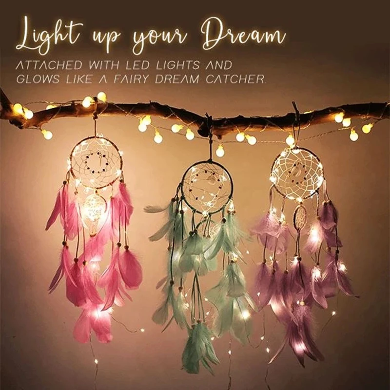 

Dream Catcher Light Feather Shell and Iron Handcraft With LED Strap for Home Restaurant Wedding Decorations украшения