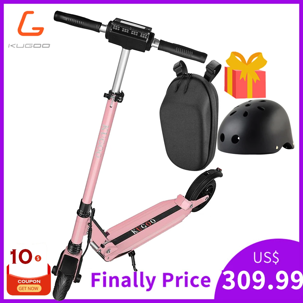 Розовый Электрический скутер KUGOO S1, 350 Вт, складной, скоростной, для взрослых, 3 режима скорости, 8 Дюймов, 30 км, 1-5 дней, в ЕС, M365 - Цвет: Розовый