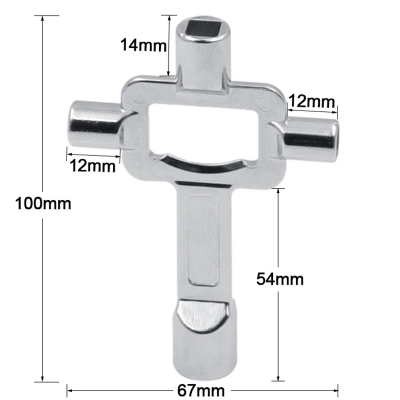 4 In 1 Multifunction Cross Switch Key Wrench Alloy Universal Square Triangle for Elevator Electrical Cupboard Box Train Cabinet |