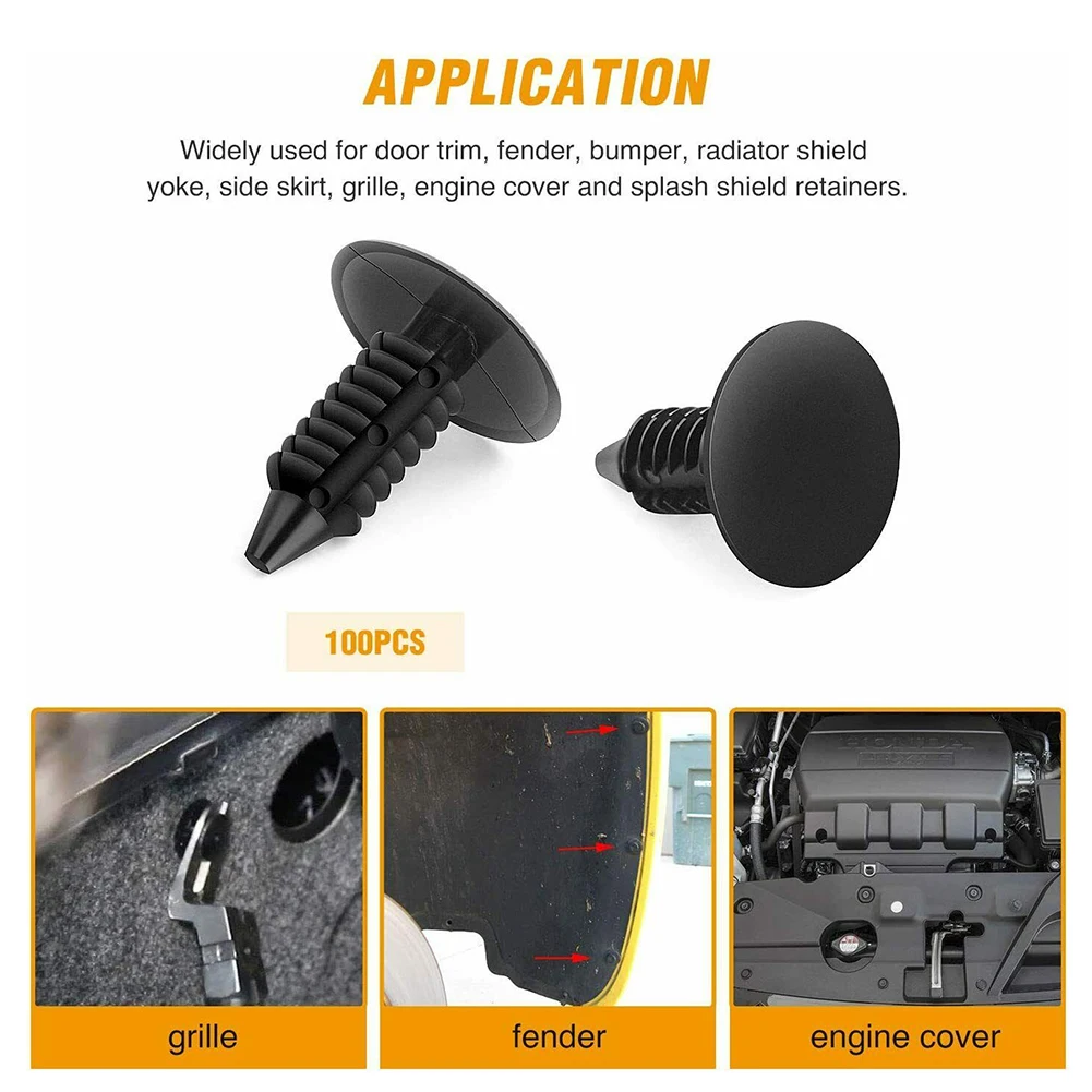 

Rivets Plastic Clips Black Accessory Replacement Universal Bumper Shield