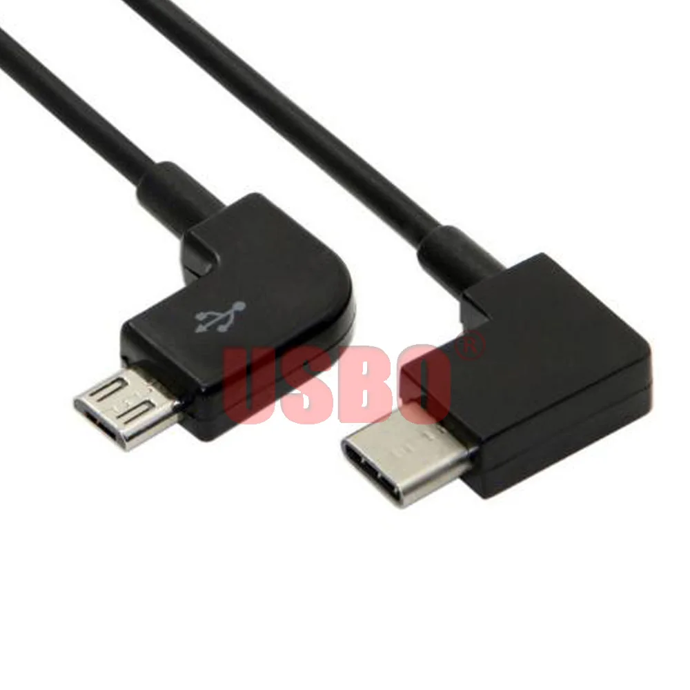 Высококачественный двойной угловой черный 0 3 м USB3.1 Тип C штекер-штекер Micro-USB