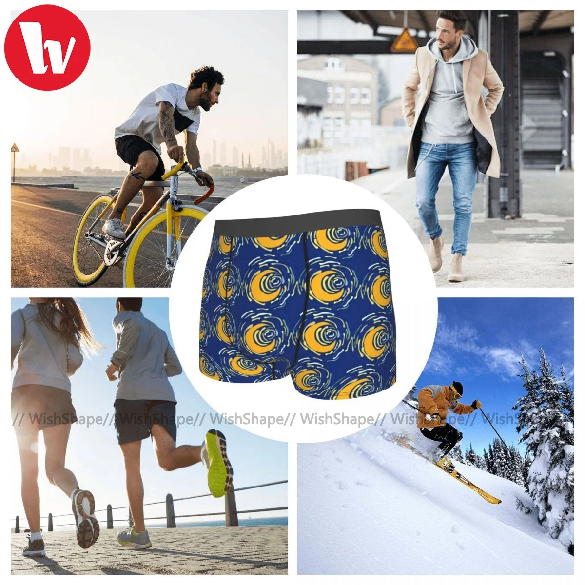 

Van Gogh Starry Night Underwear Customs Polyester Sublimation Trunk Trenky Men Cute Boxer Brief