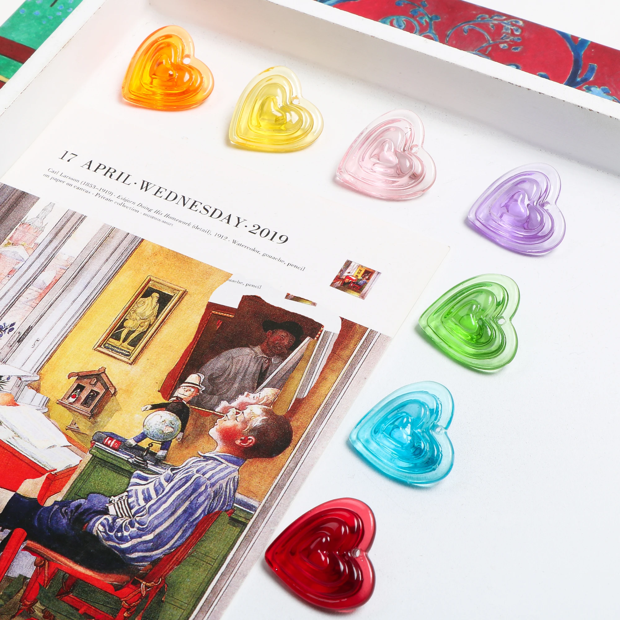 Цветная прозрачная трехмерная подвеска в виде сердца персика смолы сделай сам