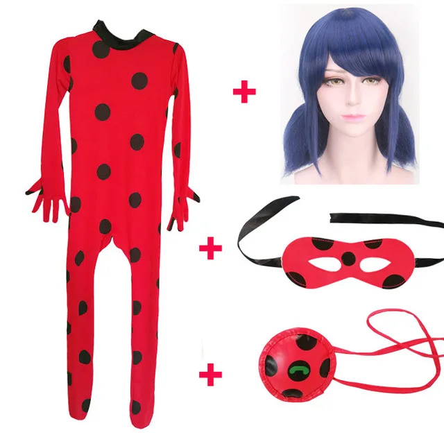 LadyBug Wig Set Детский костюм божьей коровки для взрослых; комбинезон для Хэллоуина для маленьких девочек; костюмы для детей; комплект праздничной одежды; Рождественский Костюм - Цвет: LadyBug Wig Set