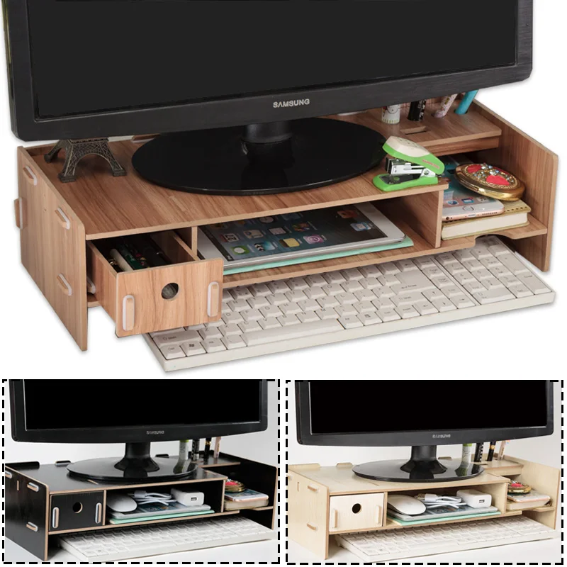 Подставка под ноутбук с деревянным монитором органайзер для стола и компьютера