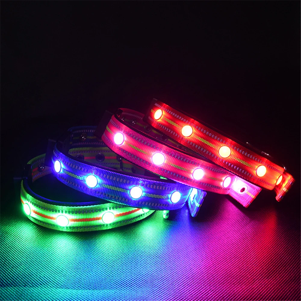 Водонепроницаемый нейлоновый светодиодный собачий ошейник поводок для домашних