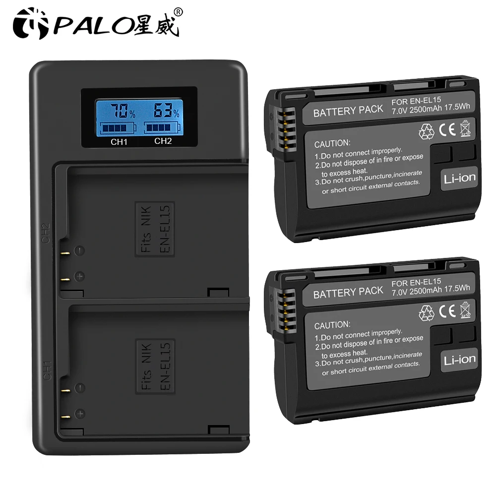 

PALO 2500mAh EN-EL15 EN-EL15a Battery for Nikon D7000 D7100 D7200 D850 D750 D7500 D810 D500 D800 D610 D600 EN-EL15b Battery