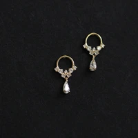 925 sterling silver plated 14k gold shining zircon french elegant vintage luxury wedding stud earrings jewelry for women gift