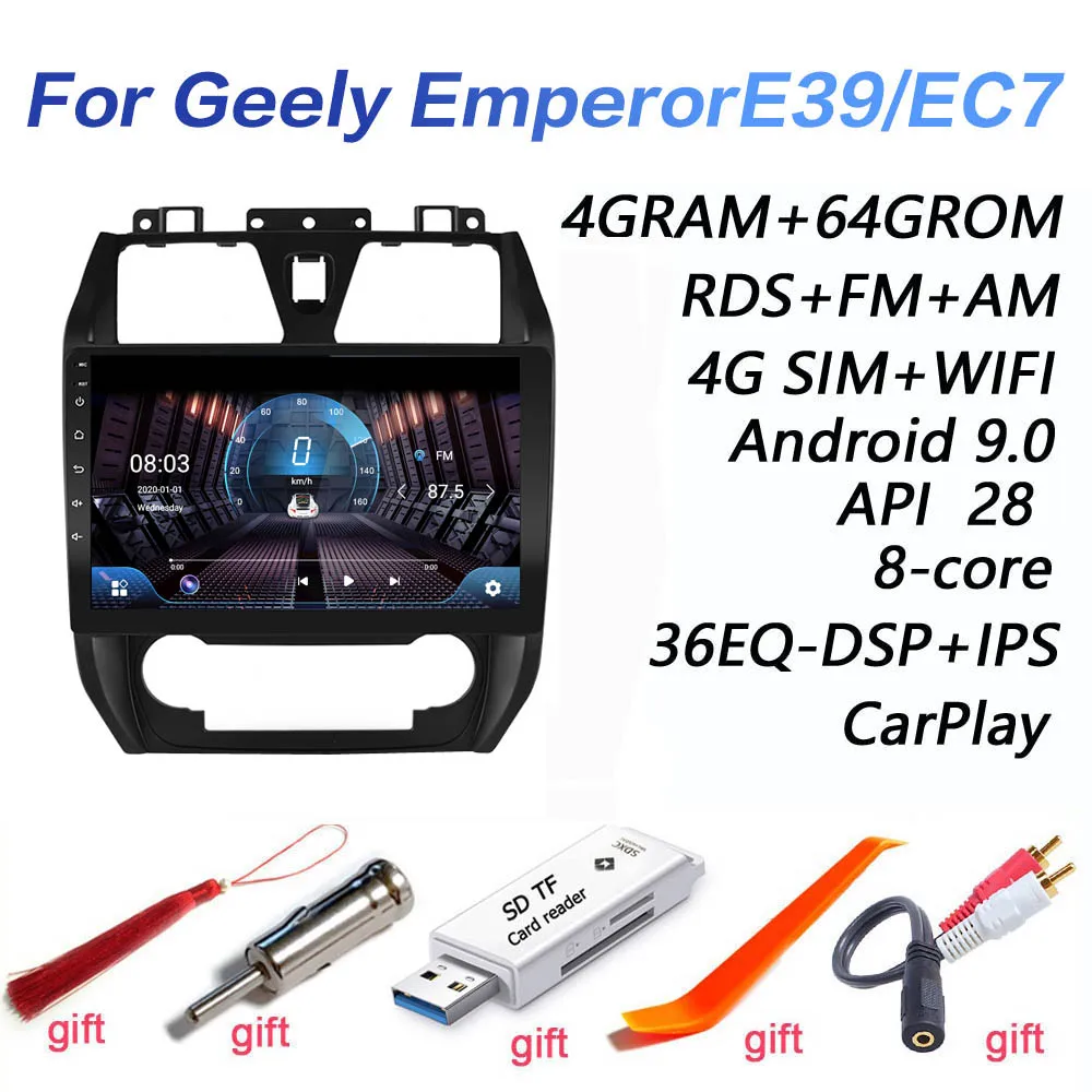 4G + 64G DSP Android 9 0 2Din NET Car Radio мультимедийный видео плеер для Geely Emgrand EC7 EC715 RV EC718 2012 2014