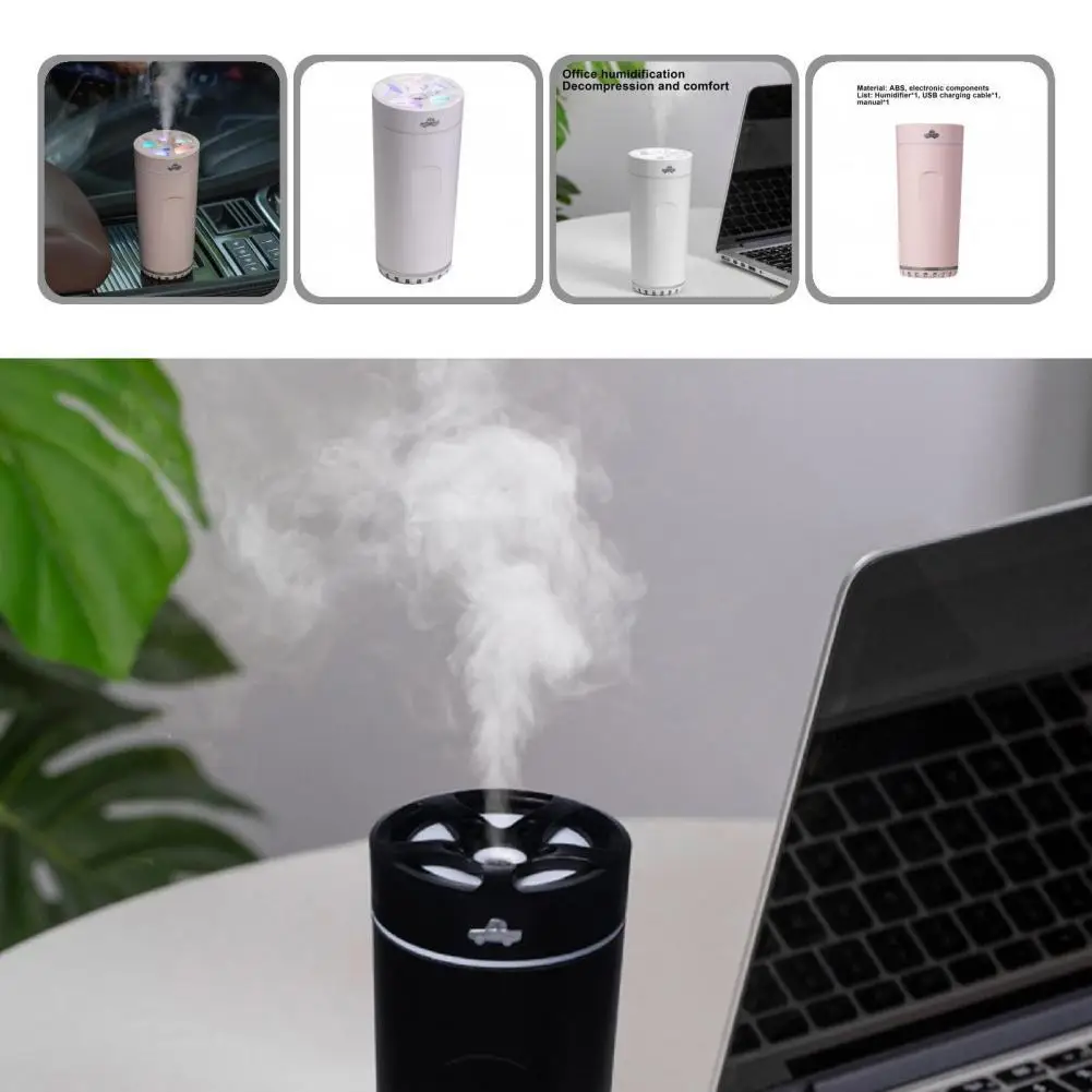

Mini Humidifier Effective ABS Good Sealing Effect Dazzling Light 2-Mode Cool Mist Humidifier Air Humidifier for Vehicles