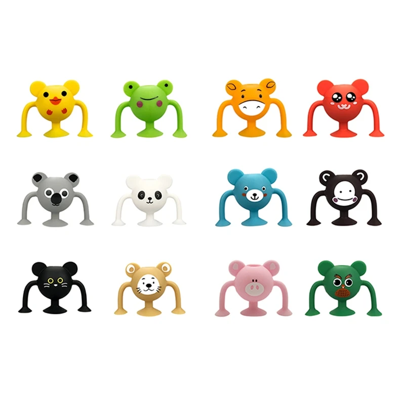 

12 шт творческие и обучающие строительные детская игрушка «сделай сам» силиконовые животных присоски блок для ванны младенца присоски