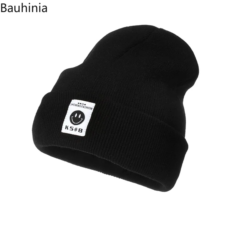 

Bauhinia модные вязаные облегающие шапки шапка Милая улыбающаяся Зимняя Теплая Лыжная шапка унисекс Мягкая эластичная спортивная шапка шляпа