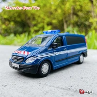 bburago 150 mercedes benz vito fire truck engineering vehicle die casting metal toy gift simulation alloy car car model