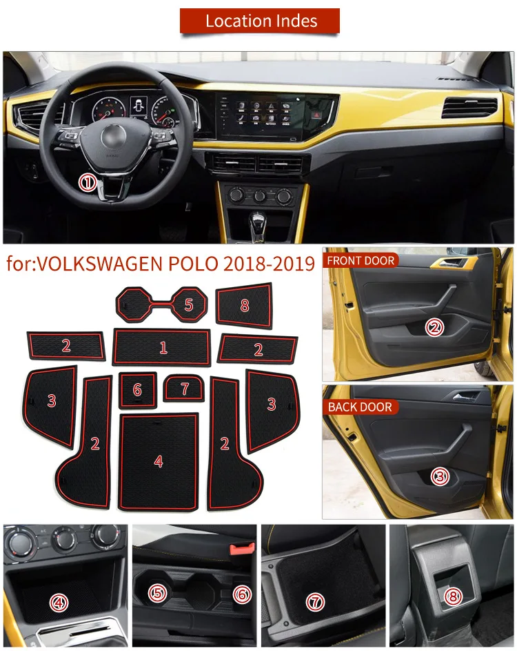 Автомобильные аксессуары наклейки для VW POLO MK6 2018 2019 Volkswagen Противоскользящий