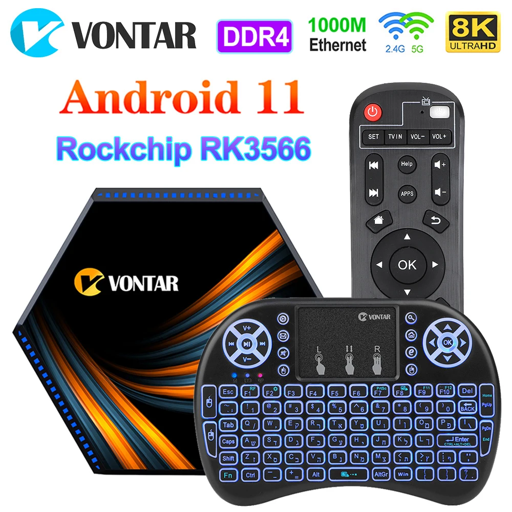 ТВ-приставка VONTAR Android 11 DDR4 8 Гб RAM 128 Гб 64 ГБ 4 ГБ 32 ГБ Rockchip RK3566 Поддержка Google Assistant Youtube телеприставка - изображение