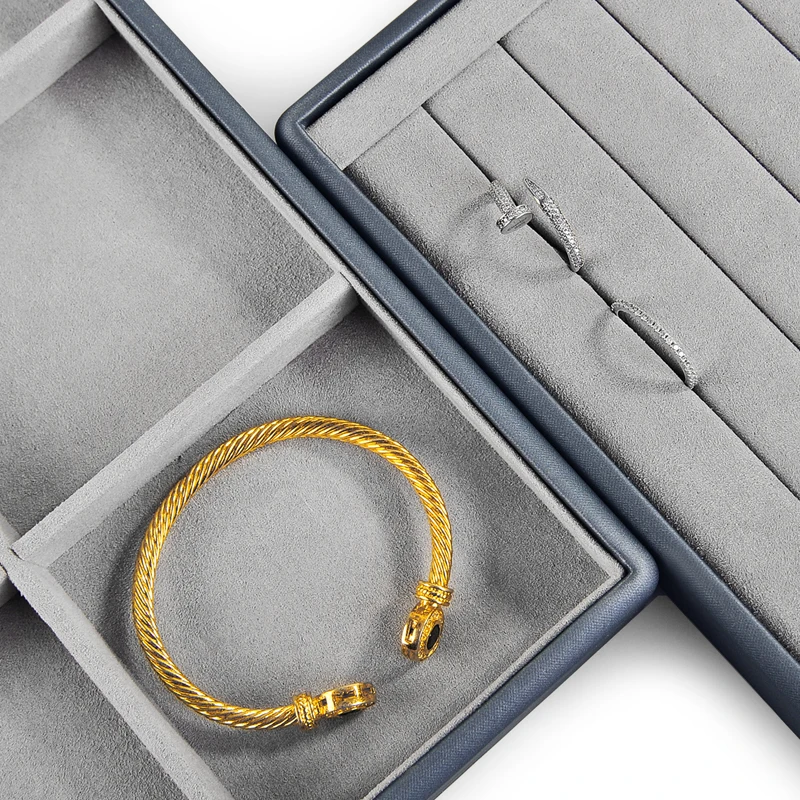 Oirlv PU Leather Necklace Bracelet Watch Tray Ring Earrings Jewelry Organizer Jewelry Tray Display Props Photo Shoots