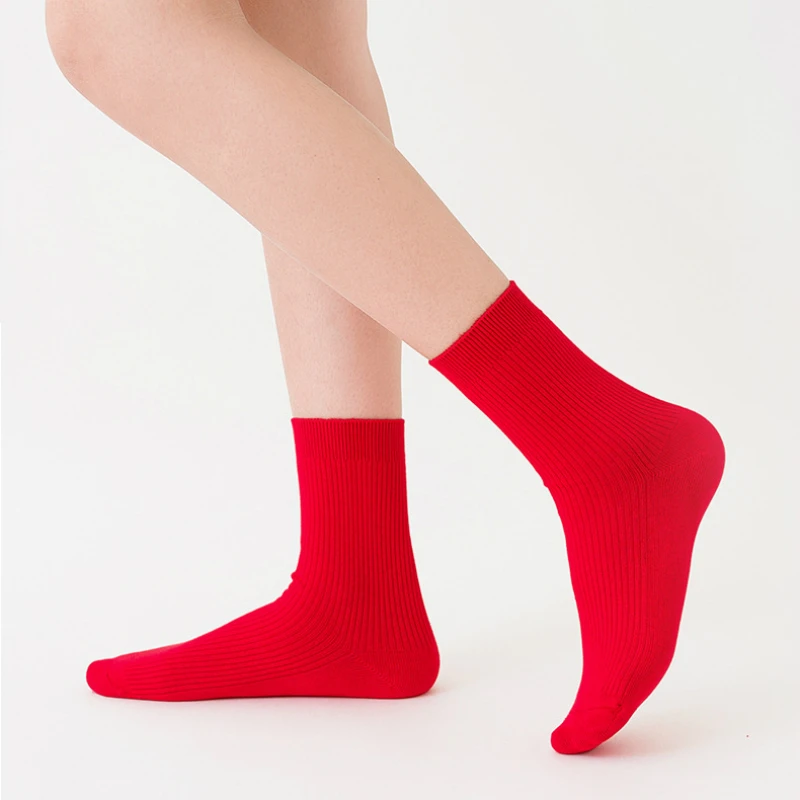 Red Couple Socks Cotton Men Women Socks Good Luck Gifts Comfortable Breathable High Quality Red Socks Boy Gril Gift New Year