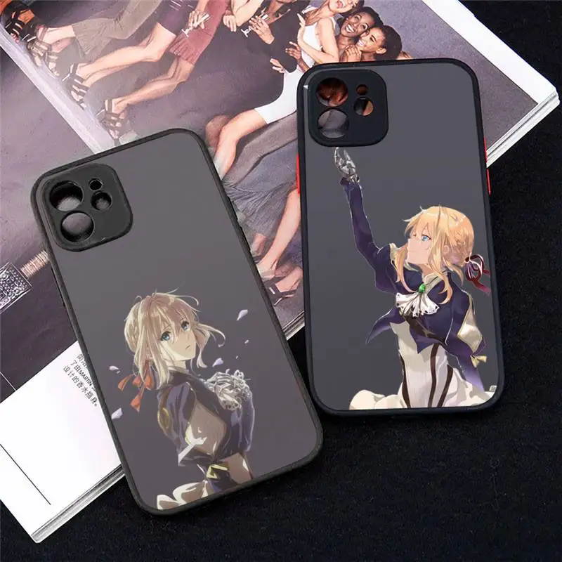 

Violet Evergarden Phone Case Matte Transparent for iPhone 7 8 11 12 s mini pro X XS XR MAX Plus Clear mobile bag