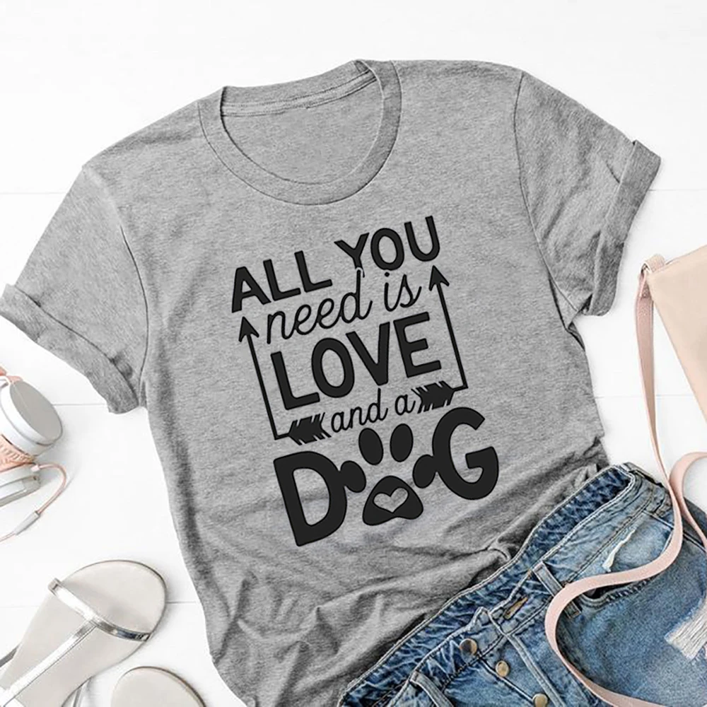 Все что вам нужно это футболка Love And A Dog модная летняя графическая Женская