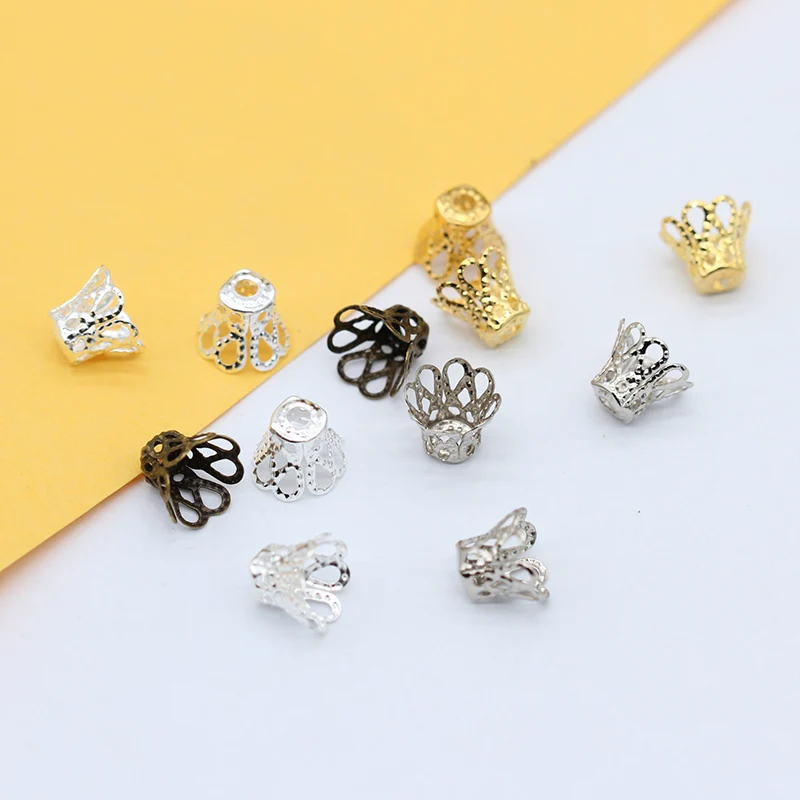 100p 6/7x 9/8x12 мм Позолоченные Бронзовые концевые колпачки для колокольчиков
