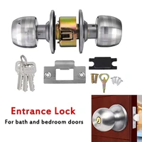 25 50cm home door handle stainless steel round ball privacy door knob set kitchen bedroom bathroom cabinet hardware lockset