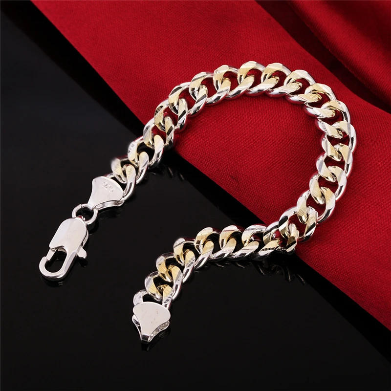 Браслет мужской из серебра 925 пробы 10 мм|bracelets for|chain link braceletbracelet for men |