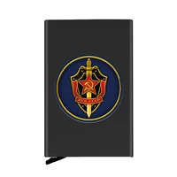 personalized metal credit card holder soviet special forces kgb printing travel id cardholder case rfid wallet