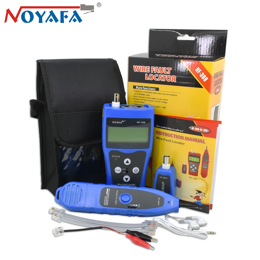 Original NOYAFA NF-308 LCD cable Length tester breakpoint finder RJ45 RJ11 Wire Fault Locator 5E 6E telephone wire coaxial cable
