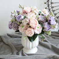 simulation 5 heads peony bouquets simulation silk hydrangea fake flowers for wedding bridal bouquet home decoration faux flowers