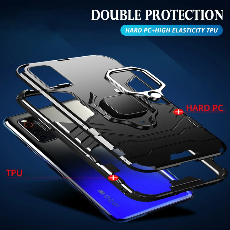 Противоударный чехол с магнитным кольцом-подставкой для Vivo iQOO Neo 3 Z1 Z1X U1 Neo3 NEX 3S 5G