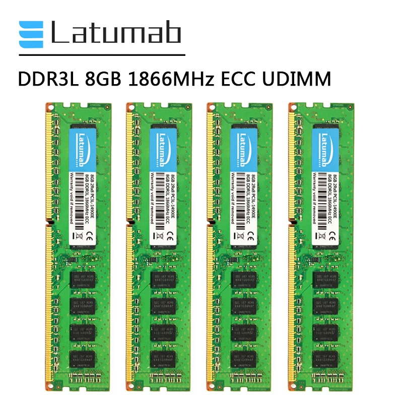 

Память для рабочей станции Latumab DDR3L, 8 ГБ, 16 ГБ, 32 ГБ, 1866 МГц, 240-контактный разъем ECC UDIMM, PC3L-14900E Memoria RAM DDR3 1,35 в ECC, Небуферизованная оперативная пам...