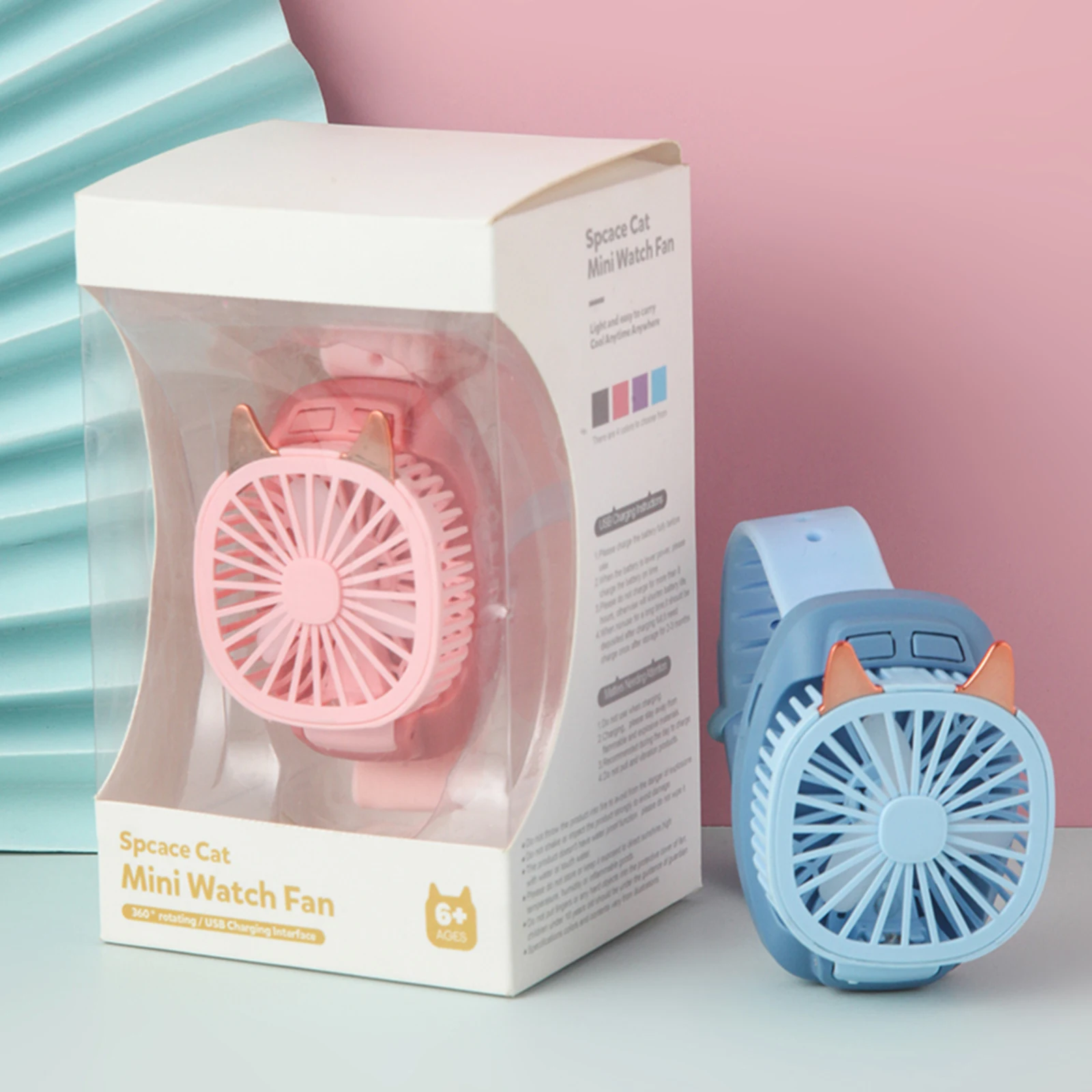 

Portable Mini Watch Fan Handheld Silent Third Gear Speed Electric Personal Watch Cooling Fans for Travel Children girl USB