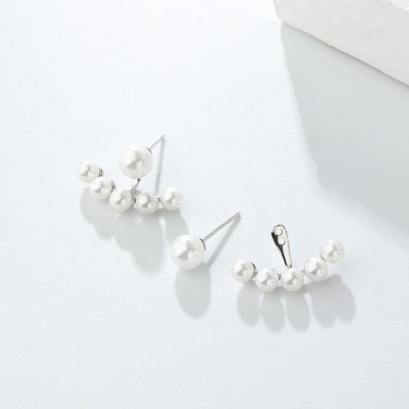 

S925 Pure Silver Earrings Star Wang Zi Wen With The Same Style Korean Female Eardrop Five Pearls Much Wear After Ear Hanging