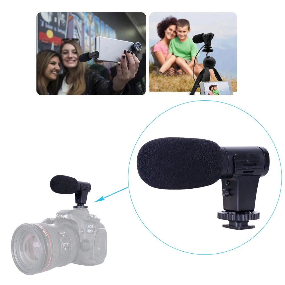 Mini Shotgun Video Microphone Portable Interview Recording Condenser Microphone for Phone PC Computer Nikon Sony DSLR Camera Mic