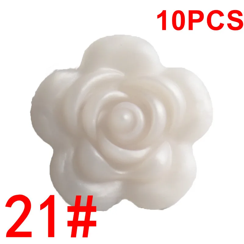 21 Metallic White Fkisbox 10 шт. Силиконовые Розовые Детские зубные кольца BPA бесплатно цветок жемчуг бижутерия для прорезывания зубов DIY пустышка цепь очаровательные игрушки для кормления - Цвет: 21 Metallic White