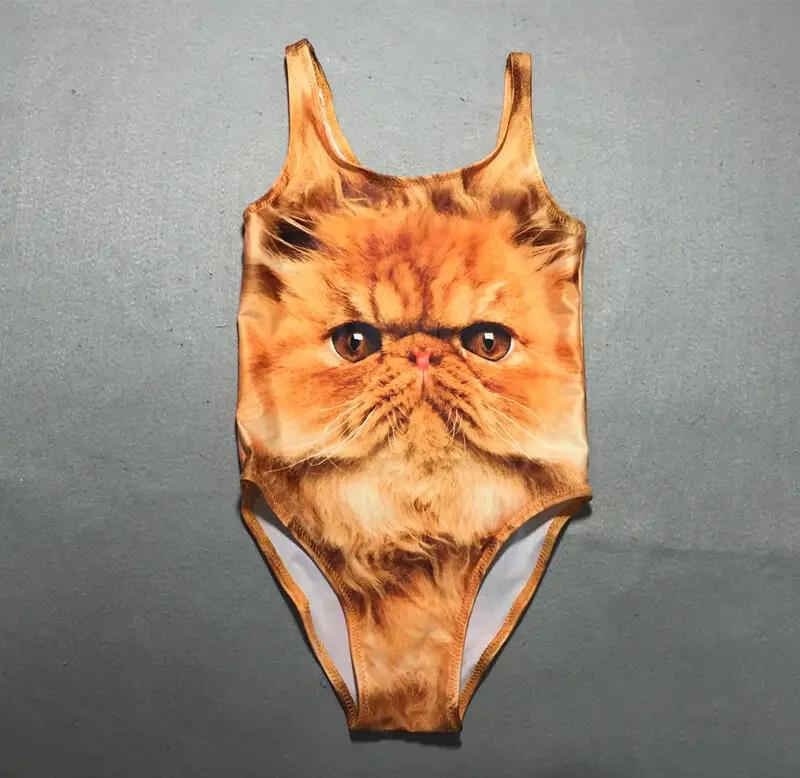 Модный тренд 2019 года бикини для маленьких девочек с милым принтом кошек и собак