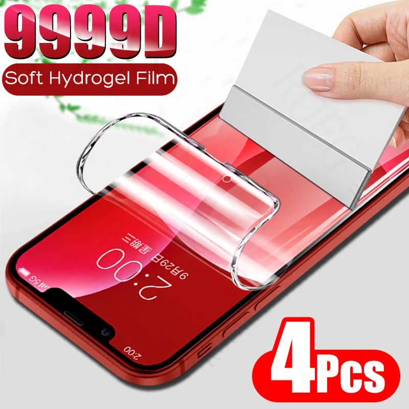 

4PCS Full Cover Hydrogel Film Screen Protector For iPhone 11 12 13 Screen Protector For iPhone 11 12 13 Pro Max Mini(Not Glass)